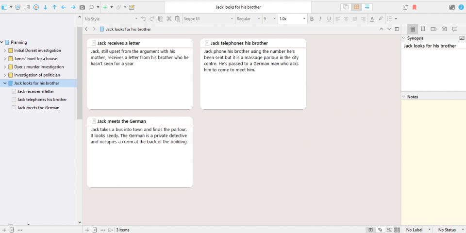 using scapple to make a novel outline